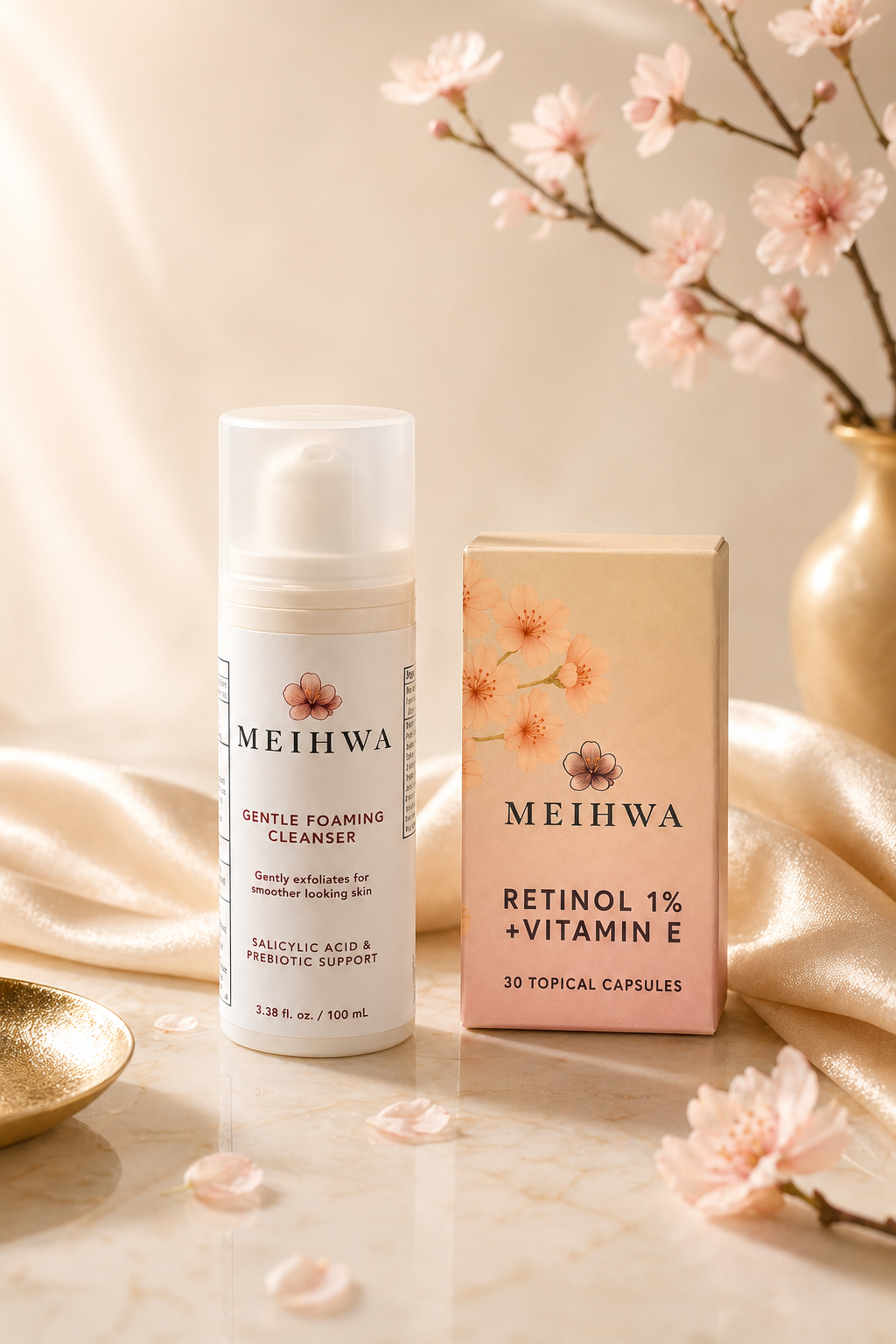 MeiHwa cleanser and retinol ritual set